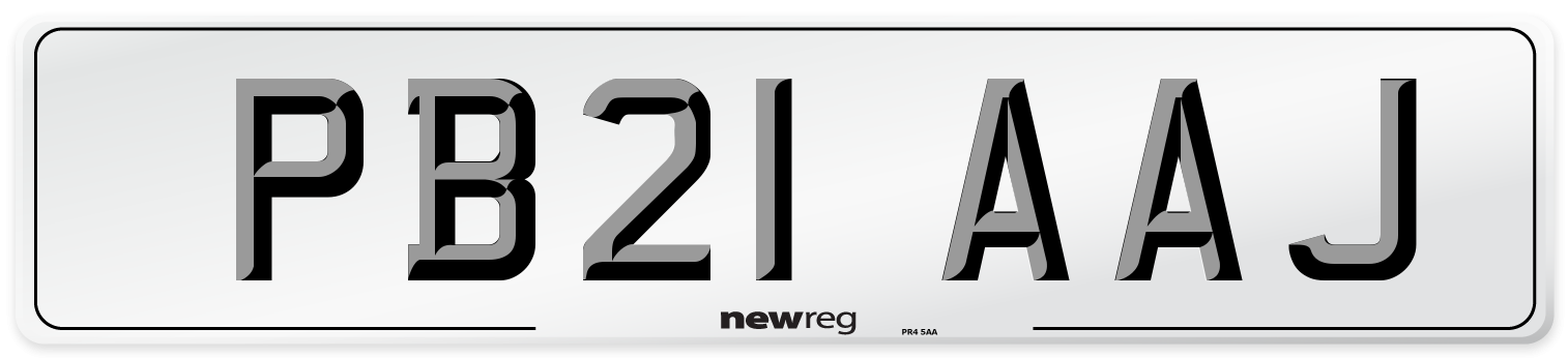 PB21 AAJ Number Plate from New Reg